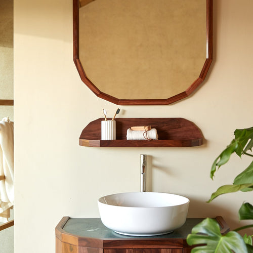 Tikamoon Badkamerplank in massief palissander en marmer 60 cm - Bruin