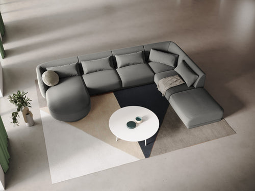 Cosmopolitan Design Panoramische hoekbank rechts Tulum 6-zits, flueel, lichtgrijs - 255x330x70cm