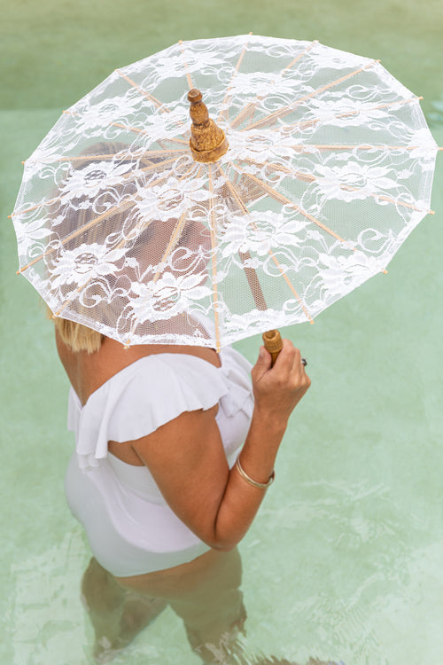 J-Line parasol Motiefs - hout - wit - vtwonen shop