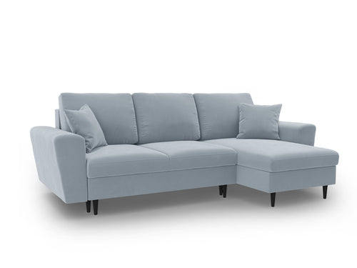 Cosmopolitan Design Omkeerbare converteerbare hoekbank met opbergdoos Kyoto 4-zits, flueel lichtblauw - 145x241x88cm