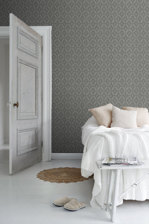 Borastapeter behang grafisch motief grijs - 53 cm x 10.05 m - 660551 - vtwonen shop