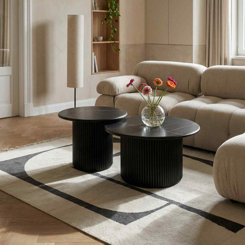 Furnhouse salontafel set Easy - Zwart - Ø 60/80 cm