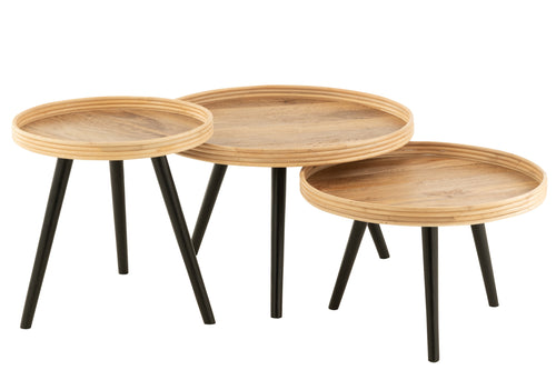 J-Line koffietafel Rond Mango - hout - naturel - 3 stuks - vtwonen shop