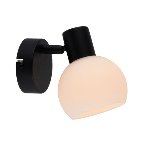 Lighto | Art deco spot zwart met opaal glas | Juna