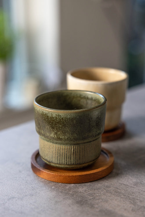 Mimo Homeware koffiekopje Deep Moss - 230 ml - set van 2