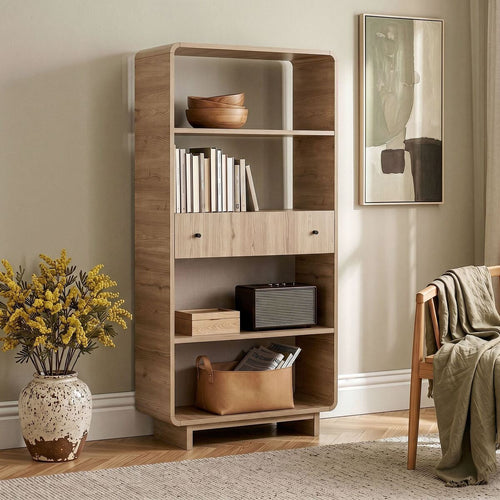 Calicosy - Etagère CELENA - Donker hout 78x34x154 cm