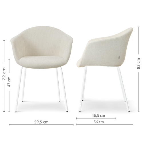 Nolon Nora-Otis Eetkamerstoel Cotton Beige - met Armleuning - Wit - vtwonen shop