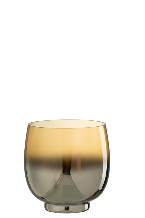 J-Line windlicht Rond - glas - geel/zilver - medium - vtwonen shop