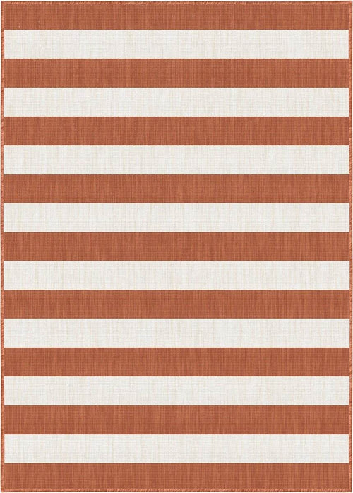 Eva Interior Buitenkleed Stripes roest/wit dubbelzijdig - 160 x 230 cm