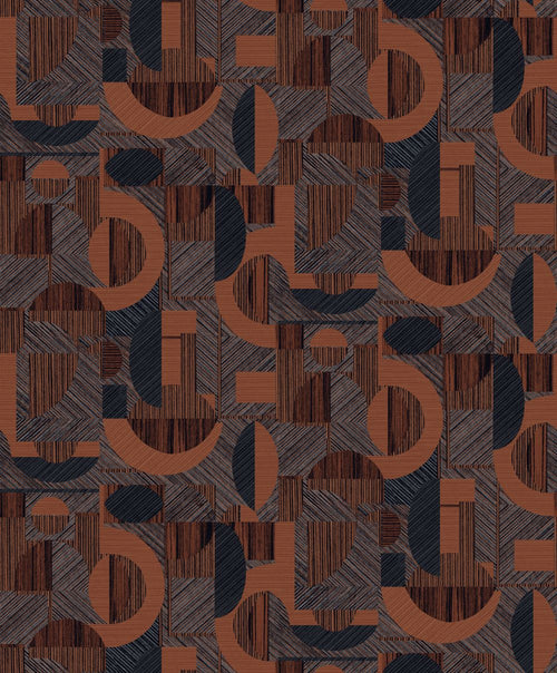 Masureel behang geometrische vormen terracotta - 53 cm x 10.05 m - 630695 - vtwonen shop