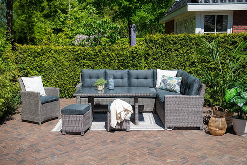 Blue bird lounge-diningset - 5-delig - rechts - grey - reflex black