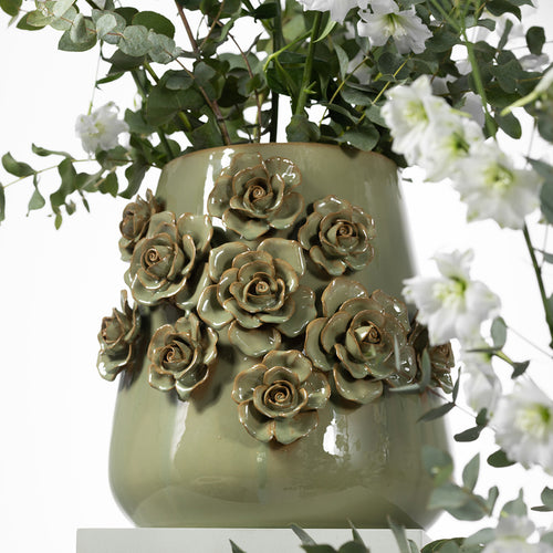 Rivièra Maison Rose Vase M - Keramiek - Groen - vtwonen shop