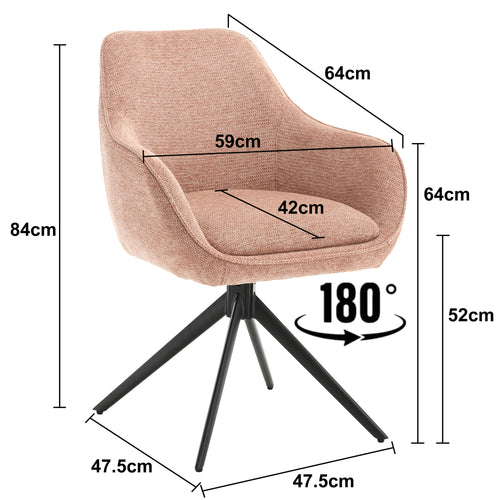 Livingfurn eetkamerstoel Thomas Brique - roze - stof - set van 2 - vtwonen shop