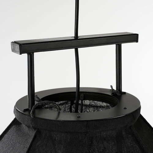 Mica Decorations Pego Hanglamp - H73 x Ø54 cm - Linnen - Zwart - vtwonen shop