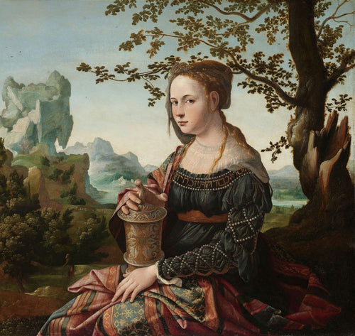 Sanders & Sanders fotobehang Maria Magdalena van Jan van Scorel bruin - 300 x 279 cm - 950051 - vtwonen shop