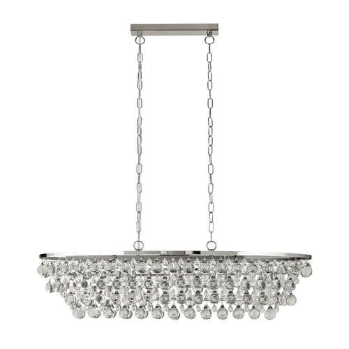 Searchlight MICHELLE - Hanglamp van 5 licht chroom, ovaal met glazen bollen