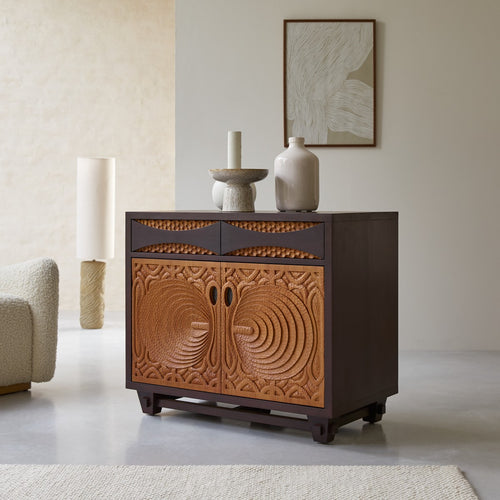 Tikamoon Massieve mahoniehouten buffetkast 93 cm - Bruin