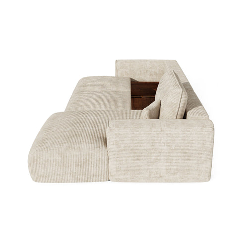 Premium Interiors - Rechthoekige hoekbank met slaapfunctie en opbergruimte COMO - corduroy beige 297cm