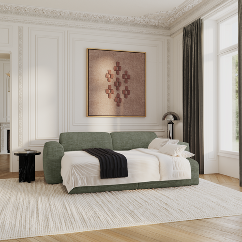 Sia Home - Rechte bank YUMA - Fluweel met structuur - Saliegroen - 240cm - vtwonen shop