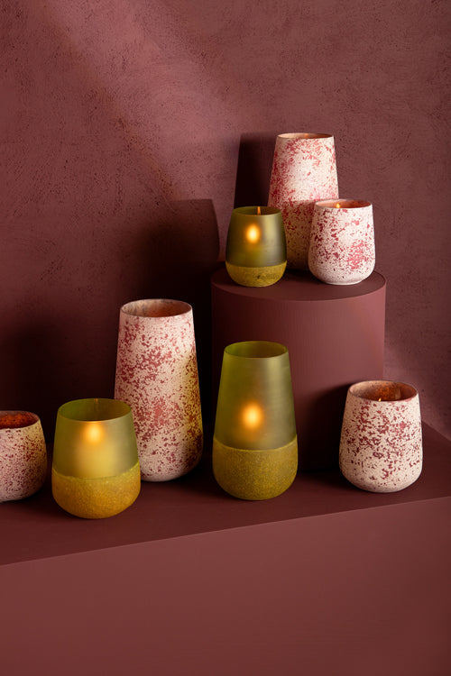PTMD windlicht Marcy - roze - 16x16x30cm
