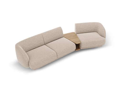 Micadoni Rechte modulaire bank Miley 3-zits, structurele stof beige - 126x303x70cm