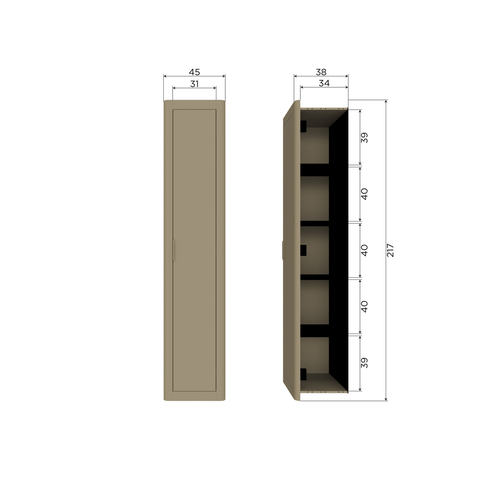 WOOOD smalle hoge kast Gunnar - Grenen - Matzwart - 217x45x39