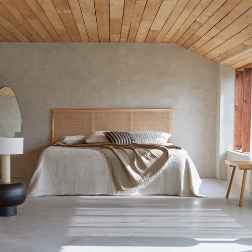 Tikamoon Hoofdbord van gevlochten rotan 200 cm - Naturel - vtwonen shop