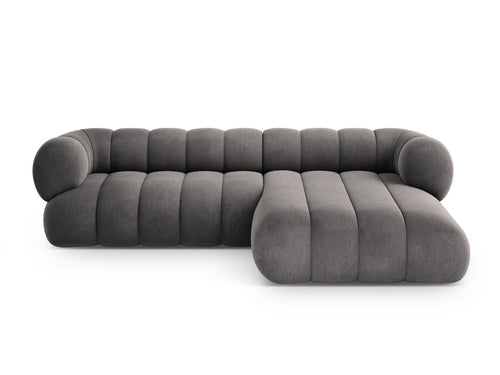 Cosmopolitan Design rechter hoekbank Koge 5-zits, flueel grijs - 165x270x70cm