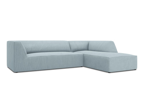 Micadoni rechter hoekbank Ruby 4-zits, ribfluwelen, lichtblauw - 180x273x69cm