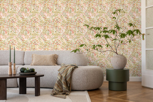 ESTAhome behang veldbloemen groen, roze en okergeel - 50 x 900 cm - 131349 - vtwonen shop