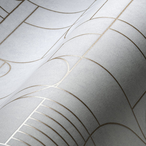 Livingwalls behang geometrische vormen wit, goud en grijs - 53 cm x 10.05 m - AS-386992 - vtwonen shop