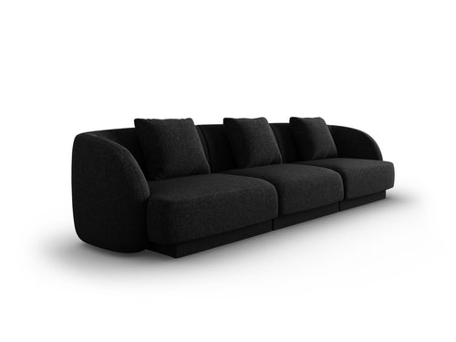 Cosmopolitan Design Bank Tulum 3-zits, chenille, zwart - 90x255x70cm