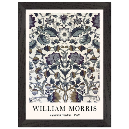 Artfulprints Poster met Lijst William Morris - Victorian garden 1889   - A4 21x29.7 cm - Grijs