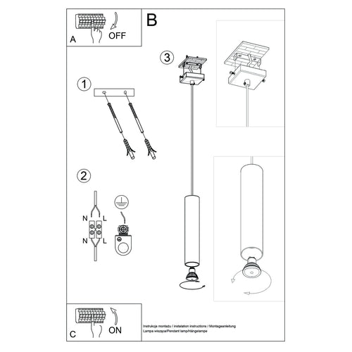 Sollux Lighting Hanglamp LAGOS 1 ultramarijn - 8x8x100cm