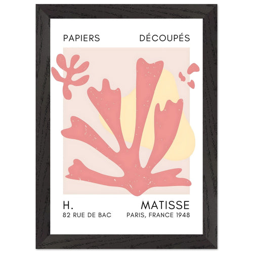 Artfulprints Poster met Lijst Matisse – Abstract bloom taupe   - A4 21x29.7 cm - Taupe