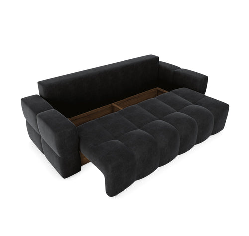 Sia Home - Rechte slaapbanken GABRIEL - Fluweel - Donker antraciet - 247cm - vtwonen shop