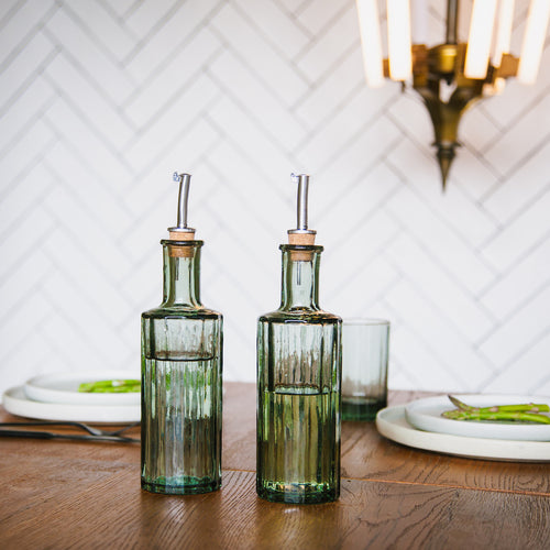 Brût Homeware olie en azijnstel Reed - groen - gerecycled glas