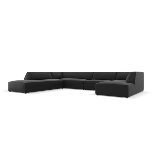 Cosmopolitan Design - Modulaire panoramische hoekbank links Siena 7-zits, imitatieleer zwart - 273x366x69cm