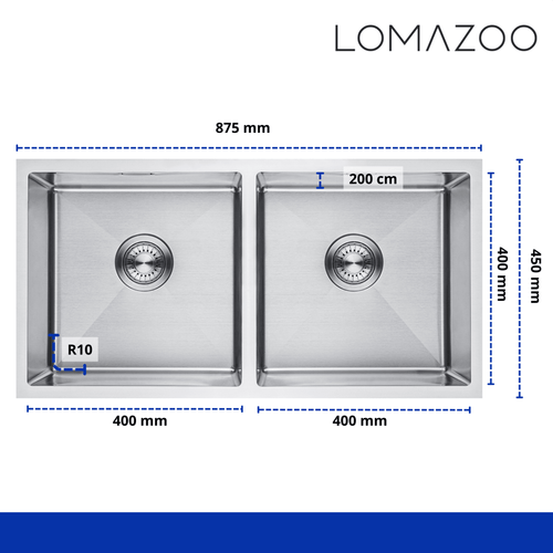 LOMAZOO spoelbak Phantom - RVS - 40 x 40 cm