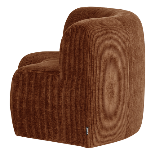 WOOOD eetbank halfronde hoek rugleuning Mojo Base - Rib - R.bruin - 83x152x76