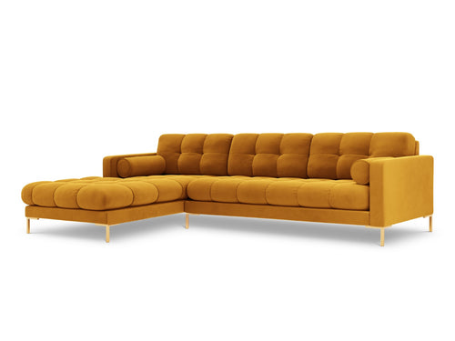 Cosmopolitan Design linker hoekbank Bali 5-zits, flueel, geel - 185x293x75cm