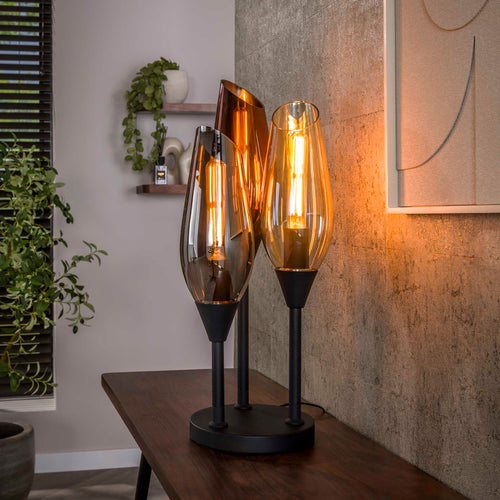 Giga Meubel Tafellamp Cocoon - Zwart - 3-Lichts - 25x25x59cm - vtwonen shop