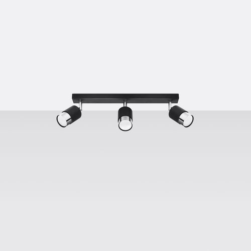 Sollux Lighting Plafondlamp NERO 3 zwart/chroom - 45x5x18cm