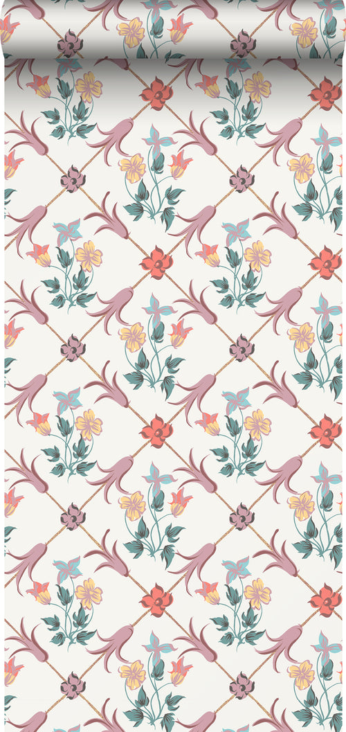 Borastapeter behang bloemen multicolor op wit - 53 cm x 10.05 m - 660042 - vtwonen shop