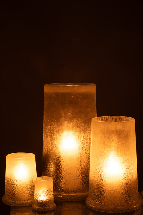 J-Line windlicht suiker - glas - wit - extra large