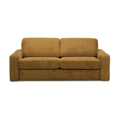LaMiaSofa 3-zits slaapbank Como - ribfluweel - mosterd - 195x100x80
