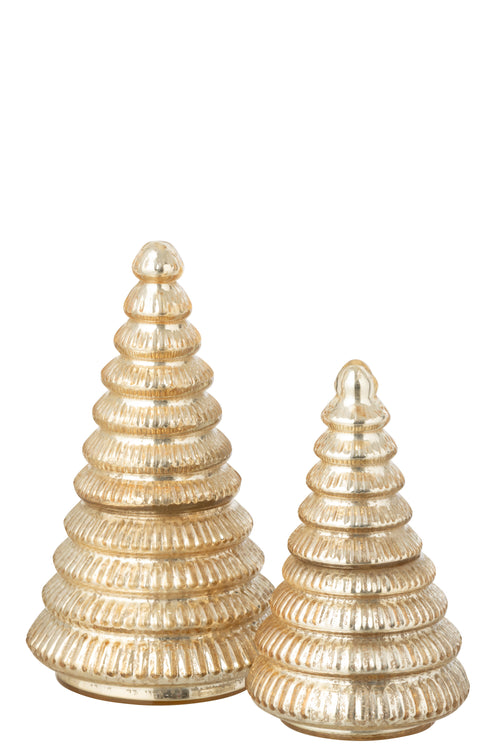 J-Line geurkaars Boom Geribbeld - glas - goud - large - vtwonen shop