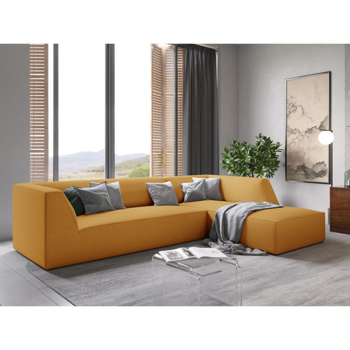 Cosmopolitan Design - Modulaire hoekbank rechts Siena 4-zits, structurele stof geel - 180x273x69cm