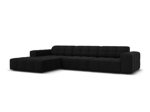 Cosmopolitan Design linker hoekbank Chicago 4-zits, flueel zwart - 167x294x78cm