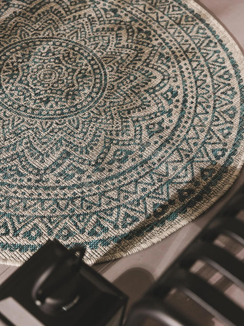 benuta binnen- en buitenkleed Cleo - beige/blauw - ø 150 cm